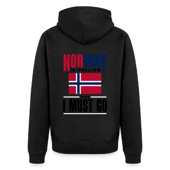 La Norvège appelle et je dois aller Norvège Norvégien - Veste à capuche bio Premium Unisexe - noir - Dos - Nico (187cm)