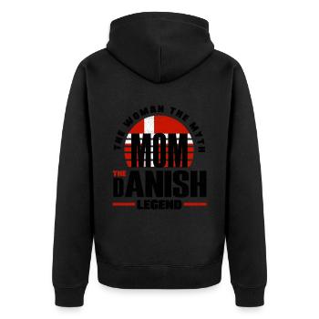 Denmark Danish Denmark Flag Mother - Unisex Premium Organic Zip Hoodie - black - Back - Nico (187cm)