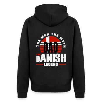 Denmark Danish Denmark Flag Father - Unisex Premium Organic Zip Hoodie - black - Back - Nico (187cm)