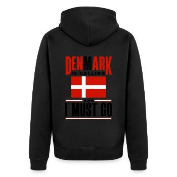 Denmark Danish Denmark Flag Denmark Is Calling - Unisex Premium Organic Zip Hoodie - black - Back - Nico (187cm)
