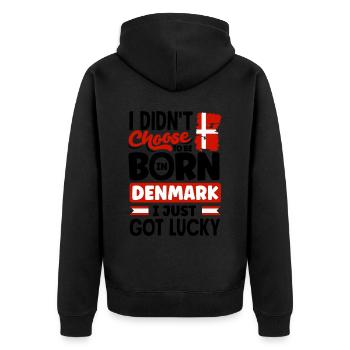 Denmark Danish Denmark Flag I Just Got Lucky - Unisex Premium Organic Zip Hoodie - black - Back - Nico (187cm)