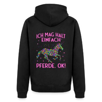 Mir reichts ich gehe jetzt reiten Pferde Geschenk - Unisex Premium Bio Zip Hoodie - Schwarz - Hinten - Nico (187cm)