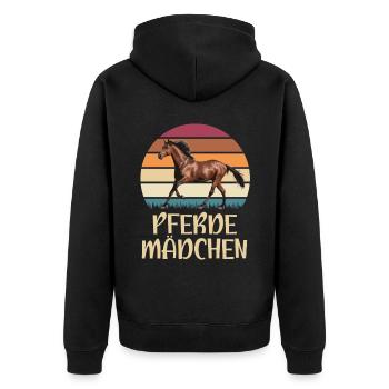 Pferde Mädchen Pferde Retro Design - Unisex Premium Bio Zip Hoodie - Schwarz - Hinten - Nico (187cm)