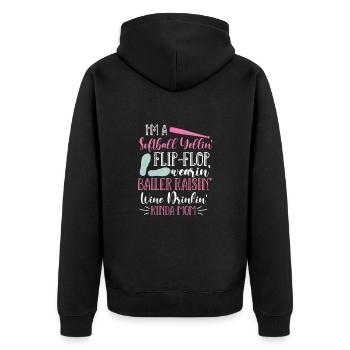 Softball Mutter Baseball Tochter Sohn Geschenk - Unisex Premium Bio Zip Hoodie - Schwarz - Hinten - Nico (187cm)