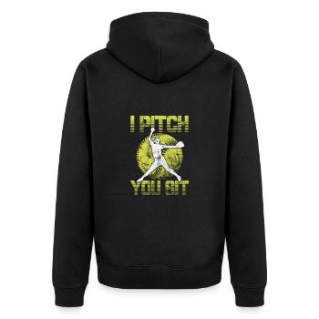 Softball - Unisex Premium Bio Zip Hoodie - Schwarz - Hinten - Nico (187cm)