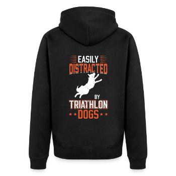 Facilement distrait par les chiens de triathlon Plongée à quai - Veste à capuche bio Premium Unisexe - noir - Dos - Nico (187cm)