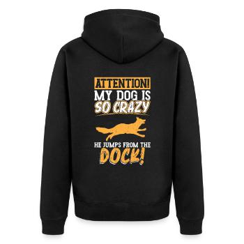 My dog jumps off the dock - Dock Diving - Unisex Premium Organic Zip Hoodie - black - Back - Nico (187cm)