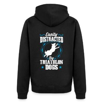 Facilement distrait par les chiens de triathlon - Dock Diving - Veste à capuche bio Premium Unisexe - noir - Dos - Nico (187cm)