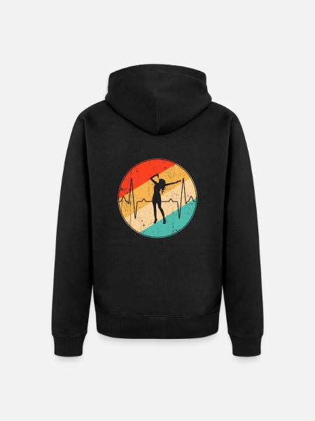 Singing Retro Heartbeat - Unisex Premium Organic Zip Hoodie - black