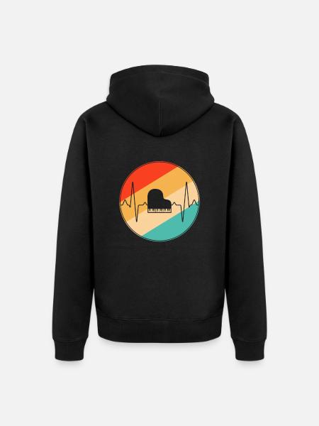 Piano Retro Heartbeat - Unisex Premium Organic Zip Hoodie - black