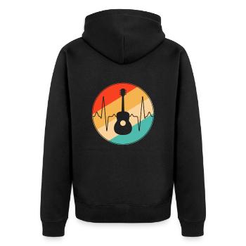 Guitar Retro Heartbeat - Unisex Premium Organic Zip Hoodie - black - Back - Nico (187cm)