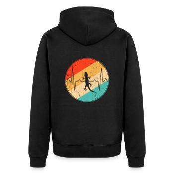 Eidechse Retro Herzschlag - Unisex Premium Bio Zip Hoodie - Schwarz - Hinten - Nico (187cm)