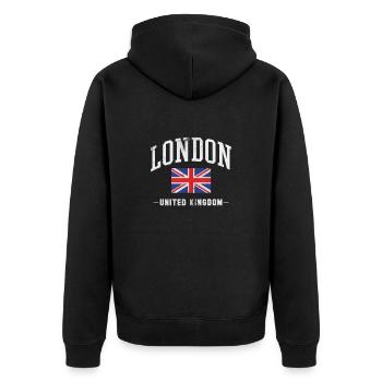 Londres Royaume-Uni Royaume-Uni Angleterre Cadeau - Veste à capuche bio Premium Unisexe - noir - Dos - Nico (187cm)