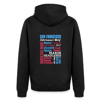 San Francisco - Unisex Premium Bio Zip Hoodie - Schwarz - Hinten - Nico (187cm)