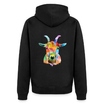Ziege Ziegen Ziegenhalter - Unisex Premium Bio Zip Hoodie - Schwarz - Hinten - Nico (187cm)