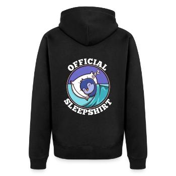 Official sleepshirt penguin - Unisex Premium Bio Zip Hoodie - Schwarz - Hinten - Nico (187cm)