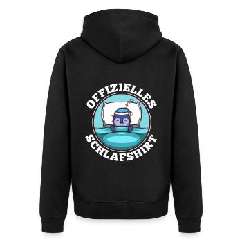 Offizielles schlafshirt Pinguin - Unisex Premium Bio Zip Hoodie - Schwarz - Hinten - Nico (187cm)