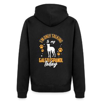 Ich rede nur mit meinem Galgo Espanol - Unisex Premium Bio Zip Hoodie - Schwarz - Hinten - Nico (187cm)