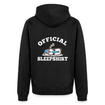 Official sleepshirt penguin - Unisex Premium Bio Zip Hoodie - Schwarz - Hinten - Nico (187cm)