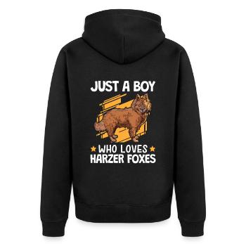 Boy of the Harz foxes loves herding fox - Unisex Premium Organic Zip Hoodie - black - Back - Nico (187cm)
