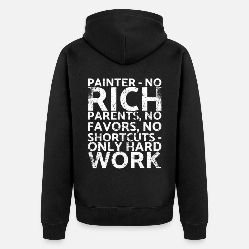 Painter_ Keine Reichen Eltern, Keine - Unisex Premium Bio Zip Hoodie - Schwarz