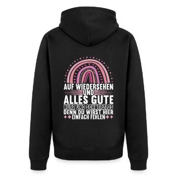 Abschiedsgeschenk Kollege Jobwechsel - Unisex Premium Bio Zip Hoodie - Schwarz - Hinten - Nico (187cm)