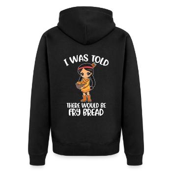 Frybread Native American Gift - Unisex Premium Organic Zip Hoodie - black - Back - Nico (187cm)