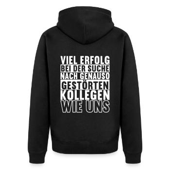 Abschiedsgeschenk Kollege Jobwechsel - Unisex Premium Bio Zip Hoodie - Schwarz - Hinten - Nico (187cm)