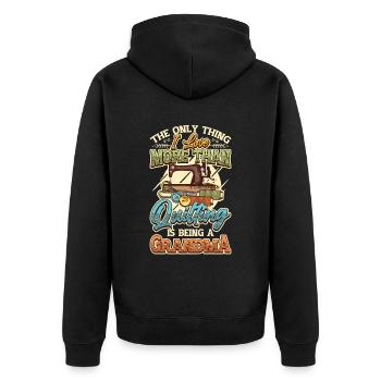 Sewing, Quilter, Grandma, - Unisex Premium Organic Zip Hoodie - black - Back - Nico (187cm)