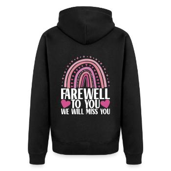 Abschiedsgeschenk Kollege Jobwechsel - Unisex Premium Bio Zip Hoodie - Schwarz - Hinten - Nico (187cm)