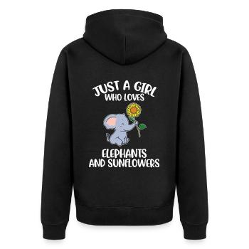 Elephants And Sunflowers Elefant Geschenk - Unisex Premium Bio Zip Hoodie - Schwarz - Hinten - Nico (187cm)