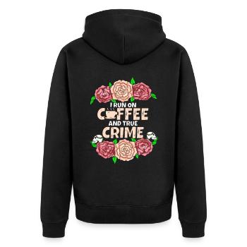 Je cours sur le café et le vrai crime - Veste à capuche bio Premium Unisexe - noir - Dos - Nico (187cm)