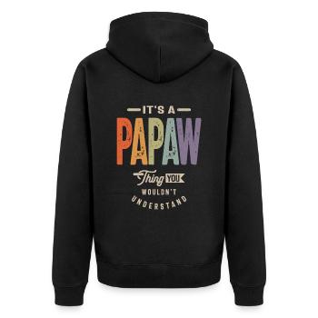 Mens It's a Papa Thing Funny Dad Opa - Unisex Premium Bio Zip Hoodie - Schwarz - Hinten - Nico (187cm)