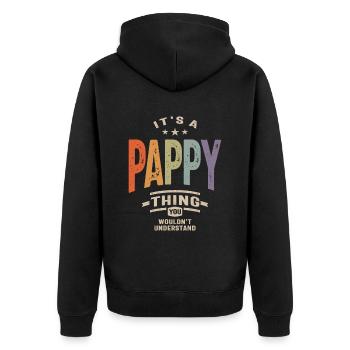 Mens It's a Pappy Thing Funny Dad Grandpa - Unisex Premium Organic Zip Hoodie - black - Back - Nico (187cm)