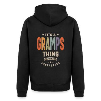 Mens It's a Gramps Thing Funny Dad Grandpa - Unisex Premium Organic Zip Hoodie - black - Back - Nico (187cm)