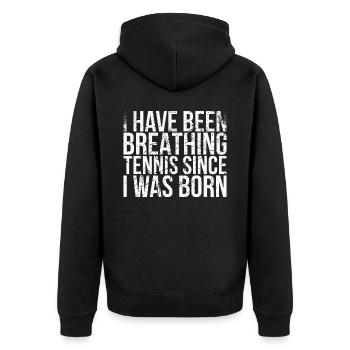 Je respire le tennis depuis que je suis né pour ça - Veste à capuche bio Premium Unisexe - noir - Dos - Nico (187cm)