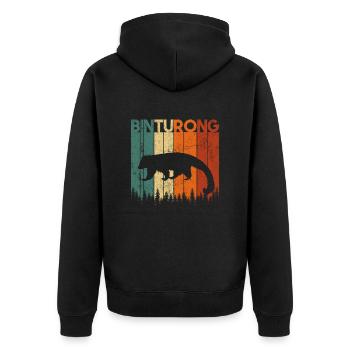 vintage Binturong - Unisex Premium Bio Zip Hoodie - Schwarz - Hinten - Nico (187cm)