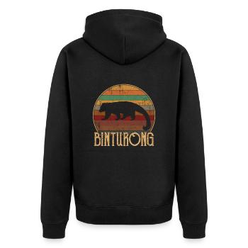 vintage Binturong - Unisex Premium Bio Zip Hoodie - Schwarz - Hinten - Nico (187cm)