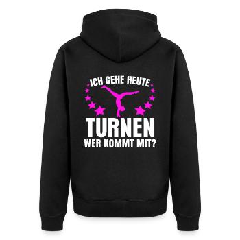 Turnen Gymnastik Turnerin - Unisex Premium Bio Zip Hoodie - Schwarz - Hinten - Nico (187cm)