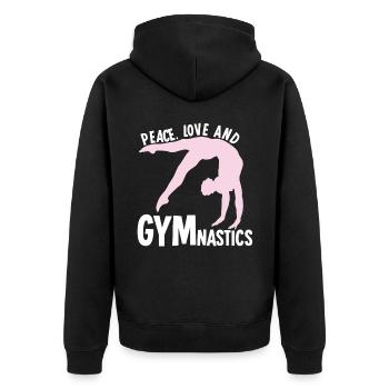 Turnen Gymnastik RSG Turnerin Turnsport - Unisex Premium Bio Zip Hoodie - Schwarz - Hinten - Nico (187cm)