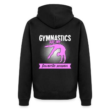 Gymnastics RSG Turnerin Turnen - Unisex Premium Bio Zip Hoodie - Schwarz - Hinten - Nico (187cm)