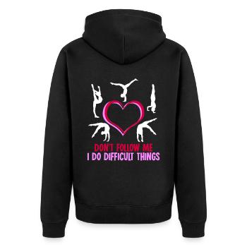 Turnen RSG Turnsport Gymnastik Turnerin - Unisex Premium Bio Zip Hoodie - Schwarz - Hinten - Nico (187cm)
