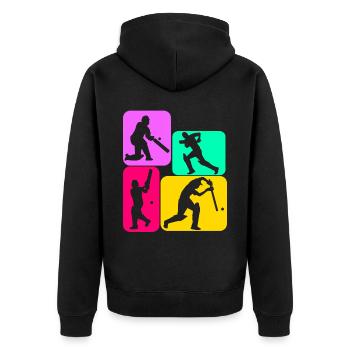 Cricket Cricketball Cricketspieler - Unisex Premium Bio Zip Hoodie - Schwarz - Hinten - Nico (187cm)