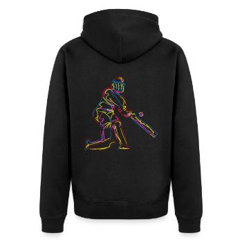 Cricket Sport Cricketspieler Cricketball - Unisex Premium Bio Zip Hoodie - Schwarz - Hinten - Nico (187cm)