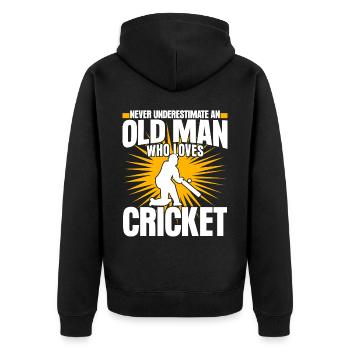 Cricket Cricketspieler Cricketmannschaft - Unisex Premium Bio Zip Hoodie - Schwarz - Hinten - Nico (187cm)