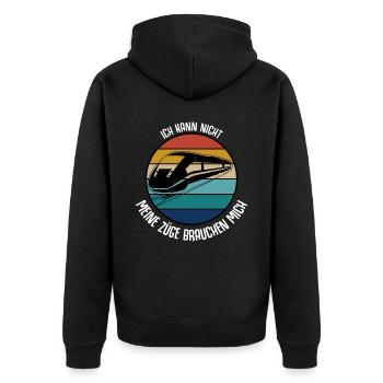 Fahrdienstleiter Spruch Züge Zugführer - Unisex Premium Bio Zip Hoodie - Schwarz - Hinten - Nico (187cm)