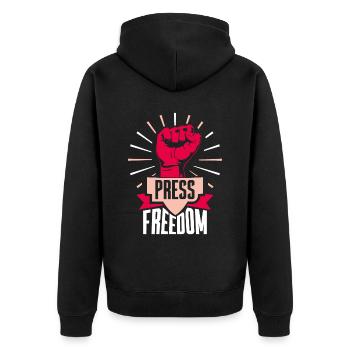 Liberté de la presse Journaliste Journalisme Droit de la presse - Veste à capuche bio Premium Unisexe - noir - Dos - Nico (187cm)