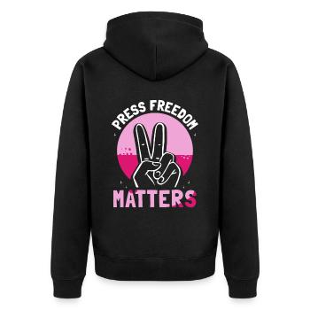 La liberté de la presse est importante - Veste à capuche bio Premium Unisexe - noir - Dos - Nico (187cm)