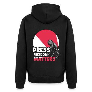 La liberté de la presse est importante - Veste à capuche bio Premium Unisexe - noir - Dos - Nico (187cm)