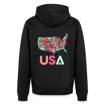 États-Unis Patriotes Américains États-Unis Amérique - Veste à capuche bio Premium Unisexe - noir - Dos - Nico (187cm)